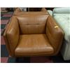 Image 1 : PAIR OF GENUINE BROWN LEATHER TUB CHAIRS