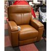 Image 1 : NEW GENUINE LIGHT BROWN LEATHER RECLINING CHAIR