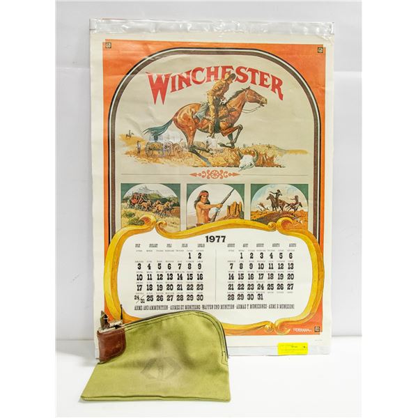 1977 WINCHESTER CALENDAR 20  X 26  & 1960'S CANVAS