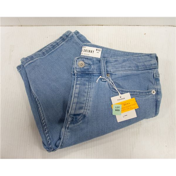 NEW TOPMAN SKINNY STRETCH JEAN SHORTS, SIZE 30