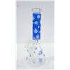 Image 1 : NEW 14" CLEAR BLUE LEAF ETCHED BEAKER BONG
