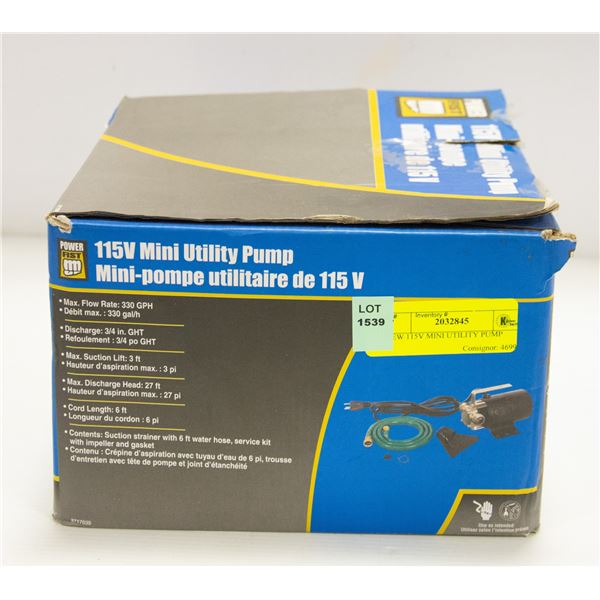 NEW 115V MINI UTILITY PUMP