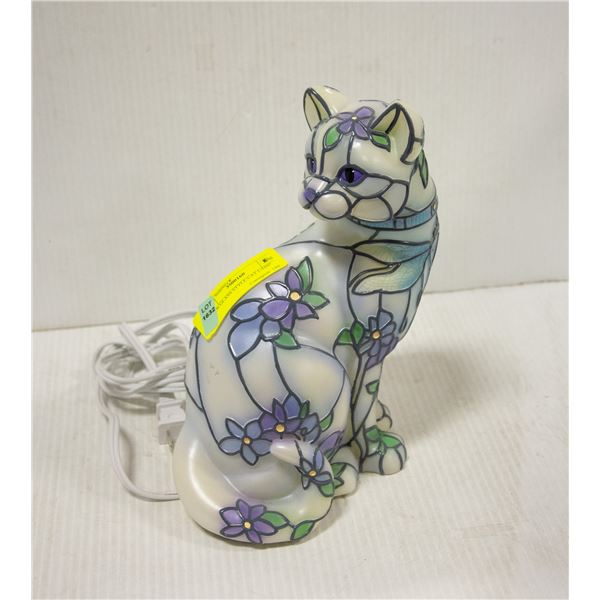 STAIN GLASS STYLE CAT LAMP
