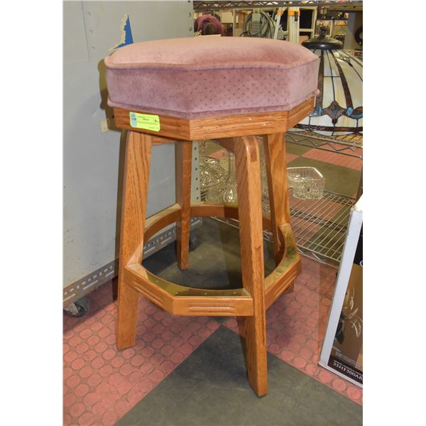 SOLID OAK VINTAGE BAR STOOL