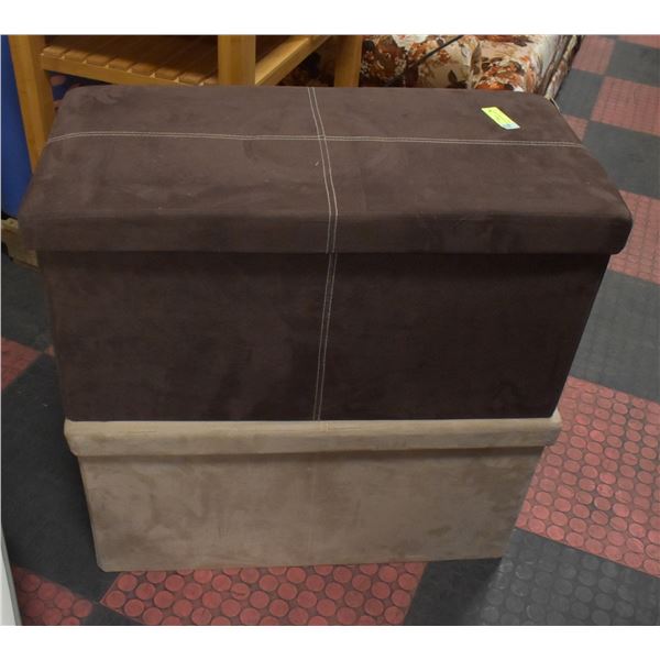 LOT OF 2 MICROFIBER STORAGE OTTOMANS