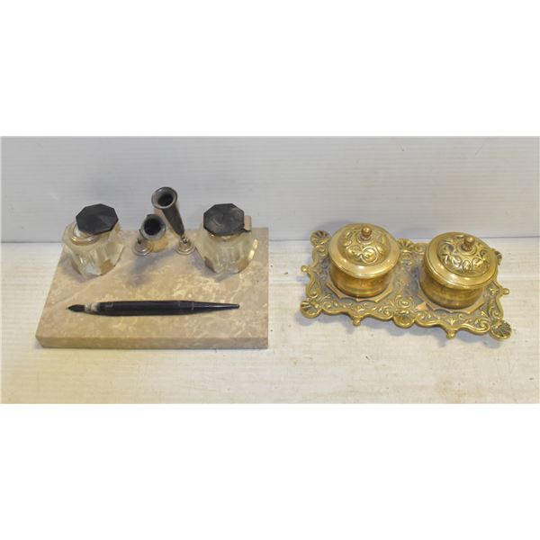 2 DOUBLE INKWELL SETS
