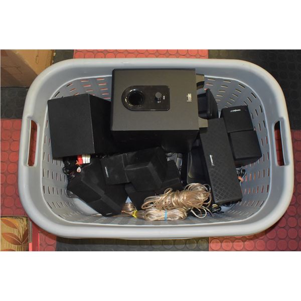 BASKET OF VARIOUS SPEAKERS