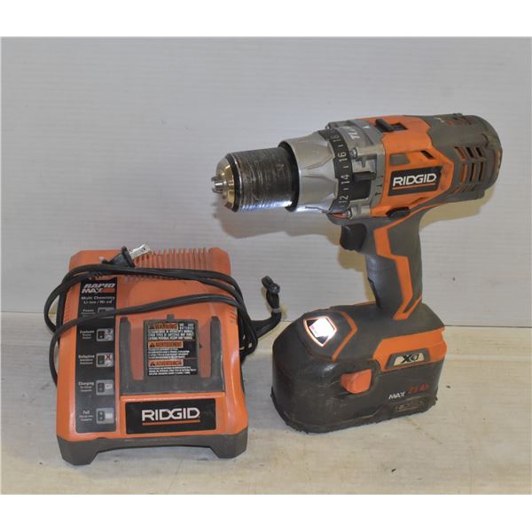 RIDGID 18V DRILL, BATTERY AND CHARGER