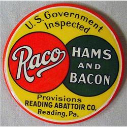 ANTIQUE ROCO HAMS AND BACON CELLULOID ADVERTISING 