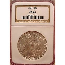 1889-P MORGAN SILVER DOLLAR - NGC MS64