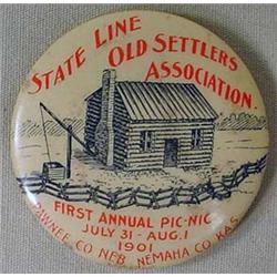 1901 CELLULOID PINBACK BUTTON - PAWNEE COUNTY NEBR