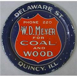 VINTAGE TIP TRAY W.D. MEYER COAL AND WOOD - QUINCY