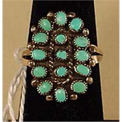 VINTAGE STERLING SILVER AND TURQUOISE LADIES RING