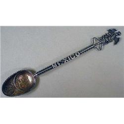 VINTAGE MEXICO COIN STERLING SILVER SPOON - 1873 a