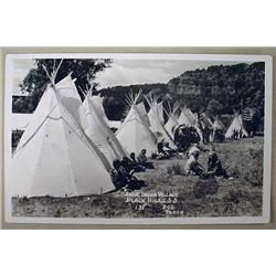 RPPC REAL PHOTO POSTCARD SIOUX INDIAN VILLAGE BLAC