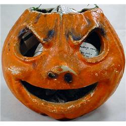 VINTAGE PAPIER MACHE JACK O LANTERN  - EVIL FACE