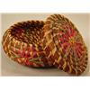Image 1 : VINTAGE PINE NEEDLE NOTIONS BASKET W/ FLOWERS AND 