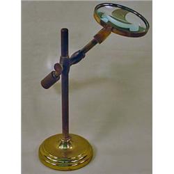 VINTAGE SOLID BRASS DESK MAGNIFYING GLASS - ADJUST