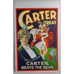 C. 1920'S CARTER THE GREAT MAGIC WINDOW POSTER PLA