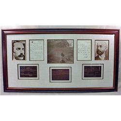LARGE RARE TITANIC DISPLAY W/ AUTOGRAPHS OF 2 FAMO