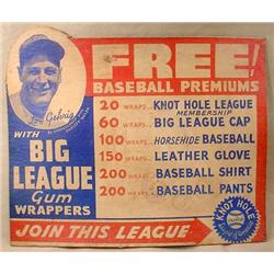 RARE 1920'S LOU GEHRIG STORE COUNTER ADVERTISING D