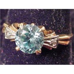 10K GOLD AND BLUE GEMSTONE LADIES RING - POSS. BLU