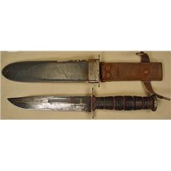 USN MARK 2 FIGHTING KNIFE W/ GRAY SCABBARD - Scabb