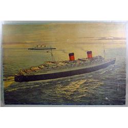 C. 1920'S OR 30'S RMS QUEEN ELIZABETH CUNARD PRINT