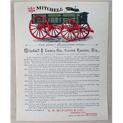 C. 1880'S ADVERTISING FLYER FOR MITCHELL WAGONS BY