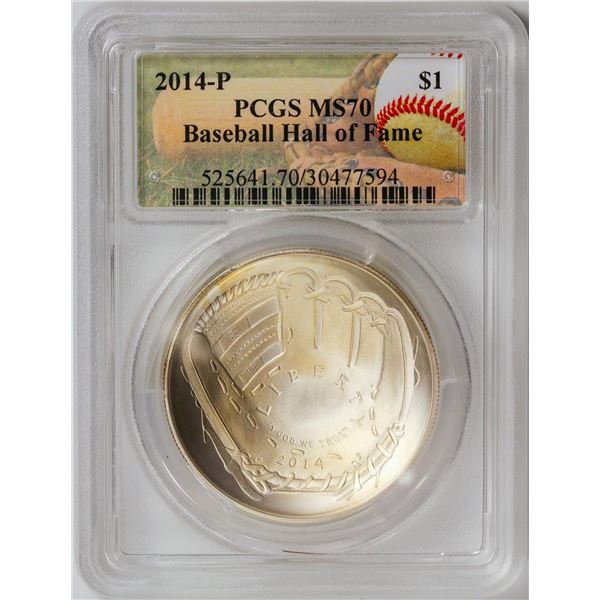 2014-P National Baseball Hall of Fame Dollar Coin PCGS MS70