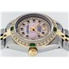 Image 3 : Rolex Ladies 2 Tone Pink MOP Sapphire & Emerald 26MM Wristwatch