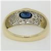 Image 6 : 14k Yellow Gold 0.85 ctw Oval Sapphire and Round Diamond Band Ring
