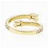 Image 7 : New 14k Gold Emerald Cut & Round Diamond Moi et Toi Bypass Stack Band Ring