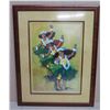 Image 1 : Hula Dancers Artwork, Signed by Artist Alfred Furtado, Framed & Matted 27" x 23"