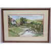 Image 1 : Landscape Artwork w/ Farm & Ducks Signed by Artist, Framed & Matted 28"x21"