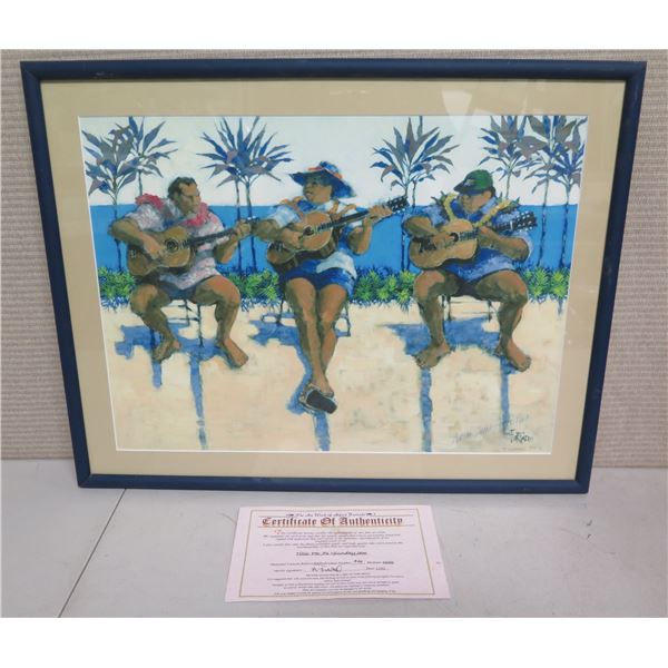 Sunday Jam Artwork, Signed by Artist Alfred Furtado 46/120 w/ COA 24" x 19" Framed & Matted