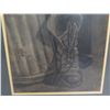 Image 2 : Art Print, Trash Can & Boot, Framed & Matted 20" x 23"