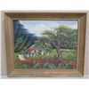 Image 1 : Landscape Mountain Scene Artwork Signed by Artist W. Waddoups '53 Framed 23"x19"