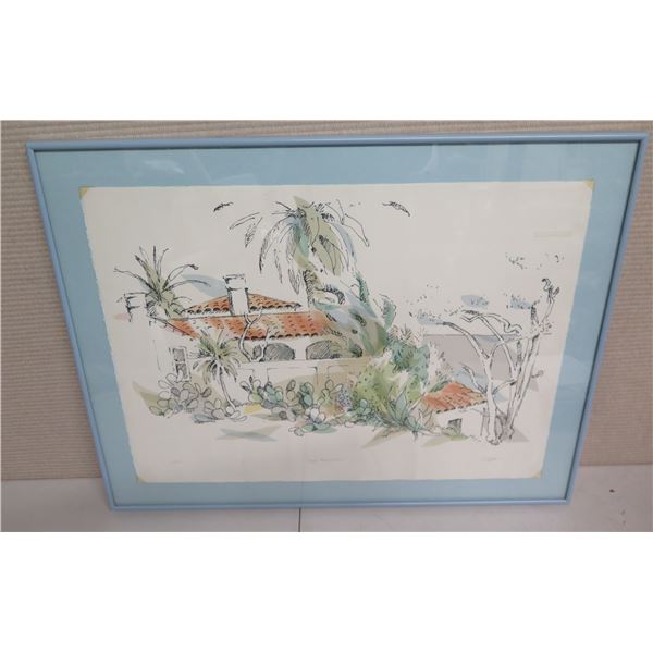 Casa Romantica Artwork Signed & Stamped Buffett Studio 6/225 Framed & Matted 30"x23"