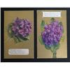 Image 1 : Qty 2 Violet Postcard Artworks w/ Poems 5"x3"