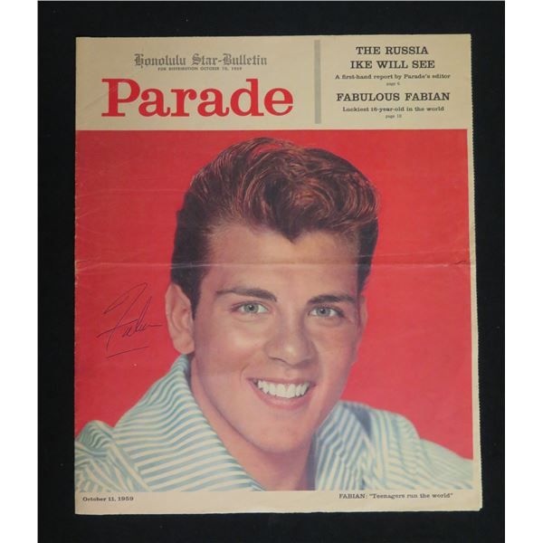 Honolulu Star-Bulletin Parade Fabulous Fabian Cover 1959 Autographed