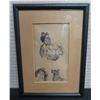 Image 1 : Sketch of Woman w/ Pets, Framed & Matted 6"x8*