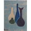 Image 2 : Painting of Bottles Signed by Artist Rick, in Wood Frame 5"x6"