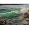 Image 2 : Landscape Ocean Artwork Signed by Artist Mrdella (?) in Wood Frame 7"x5.5"