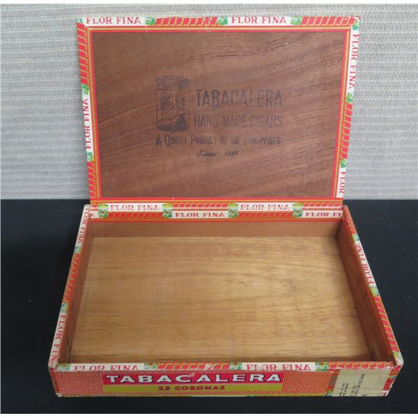 Tabacalera Hand Made Cigar Box from Philippines 9"x6"x2"H
