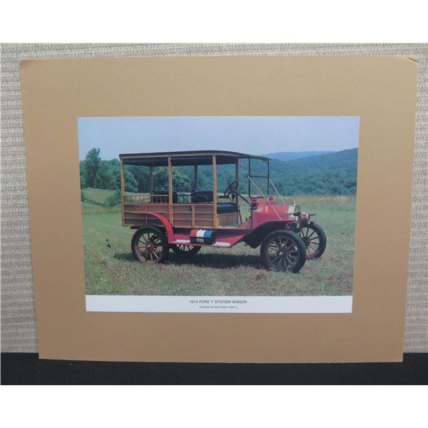 Vintage Photo 1914 Ford T Station Wagon by Henry Austin Clark Jr, Matted 14"x11"
