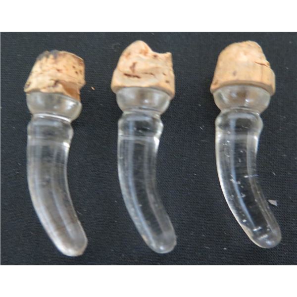 Qty 3 Glass Wine Stoppers w/ Cork Ends Approx. 2"L