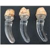Image 1 : Qty 3 Glass Wine Stoppers w/ Cork Ends Approx. 2"L