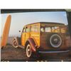 Image 2 : Classic Wood Surfboard & Vintage Woody Wagon Car Artwork 23"x18"