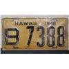 Image 1 : Hawaii 1948 Yellow License Plate B7388, 13"x6.5"